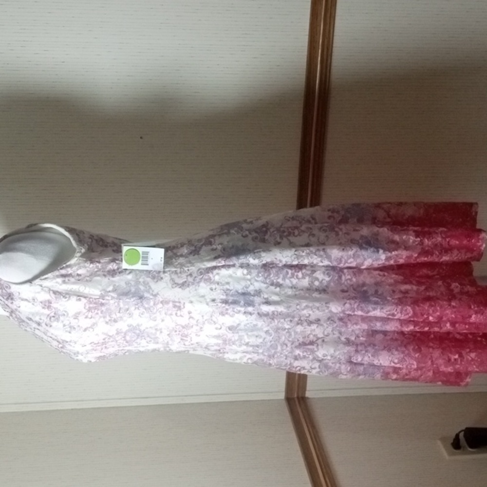 Danny & Nicole Sleeveless Lace Midi Dress in Pink and White Ombre, Easter, Summe - Picture 4 of 6